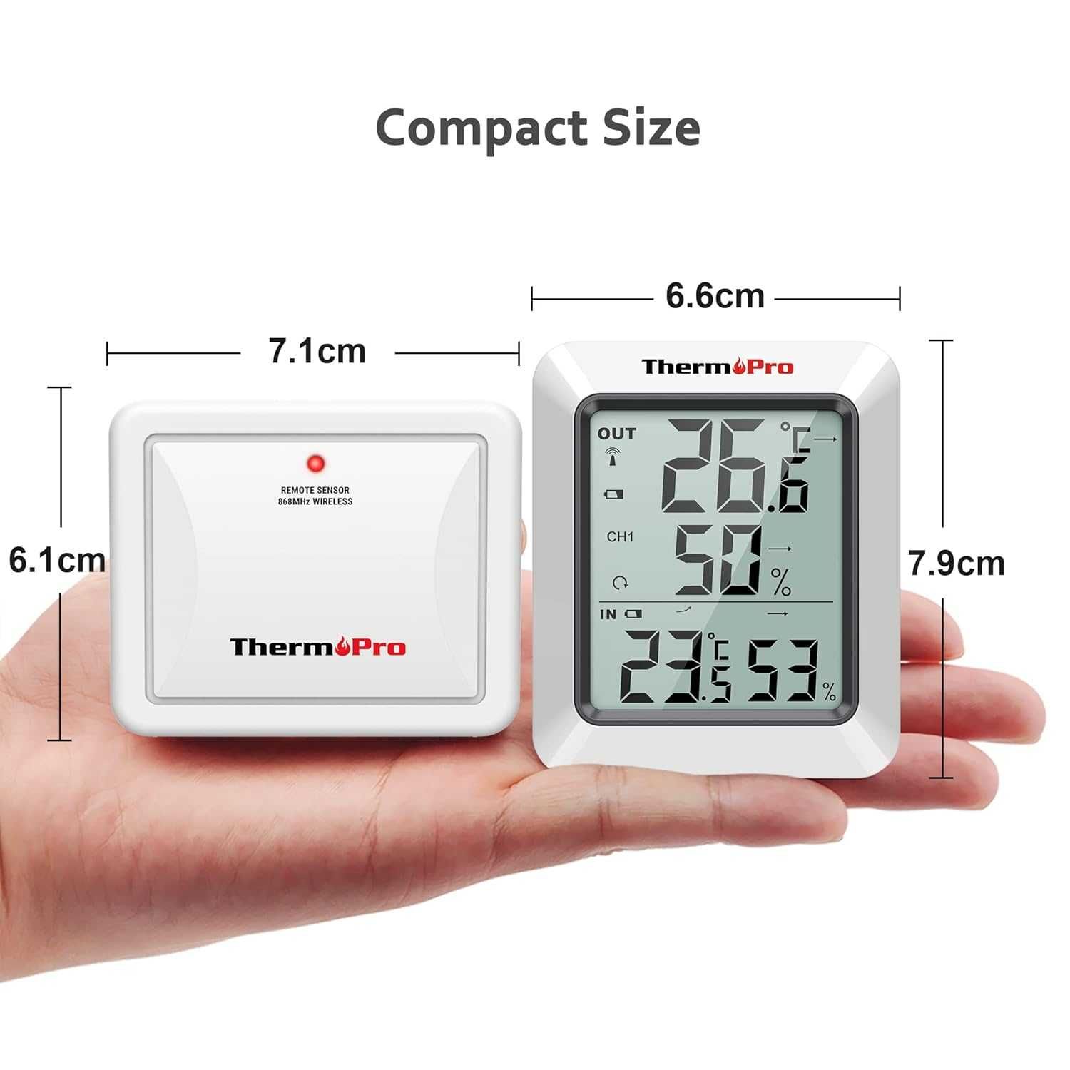 Radiowa stacja pogodowa z czujnikiem zewnętrznym, 150m ThermoPro TP60S