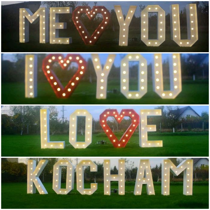 Miłość LOVE KOCHAM ti amo amore amour. Napisy na wesele ślub białe