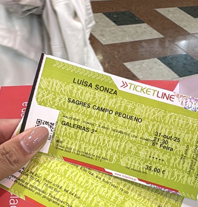 Bilhetes Luisa Sonza Lisboa 31/10/2025