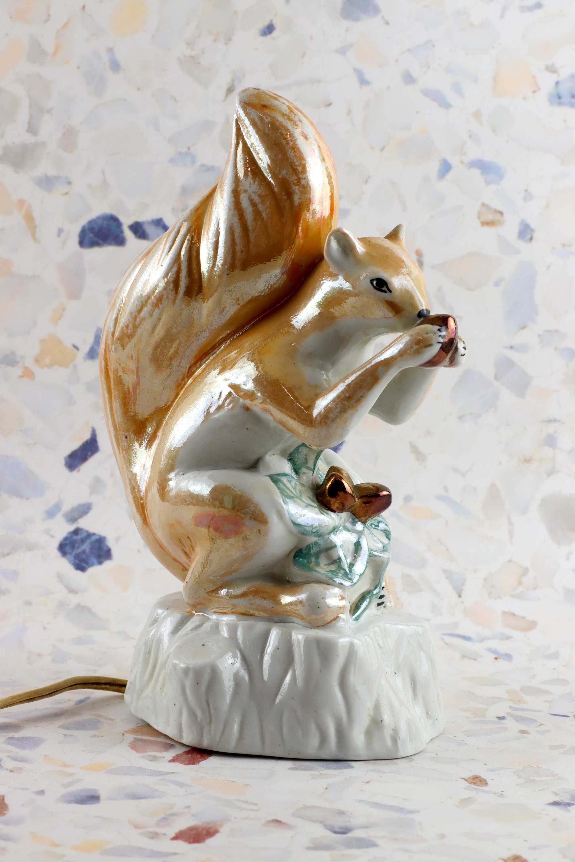 Ceramiczna lampka wiewiórka Steatyt ceramika prl Buksowicz Katowice