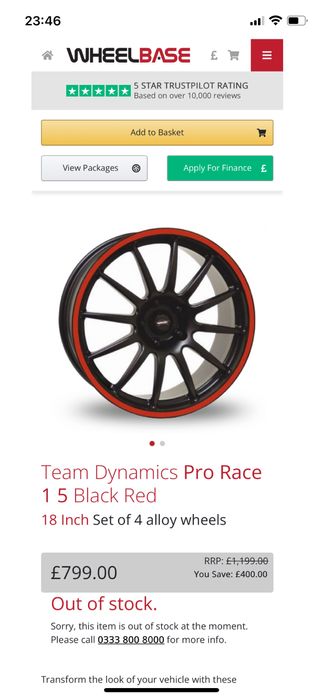 Jantes 18” Team Dynamics Pro Race + 4 pneus
