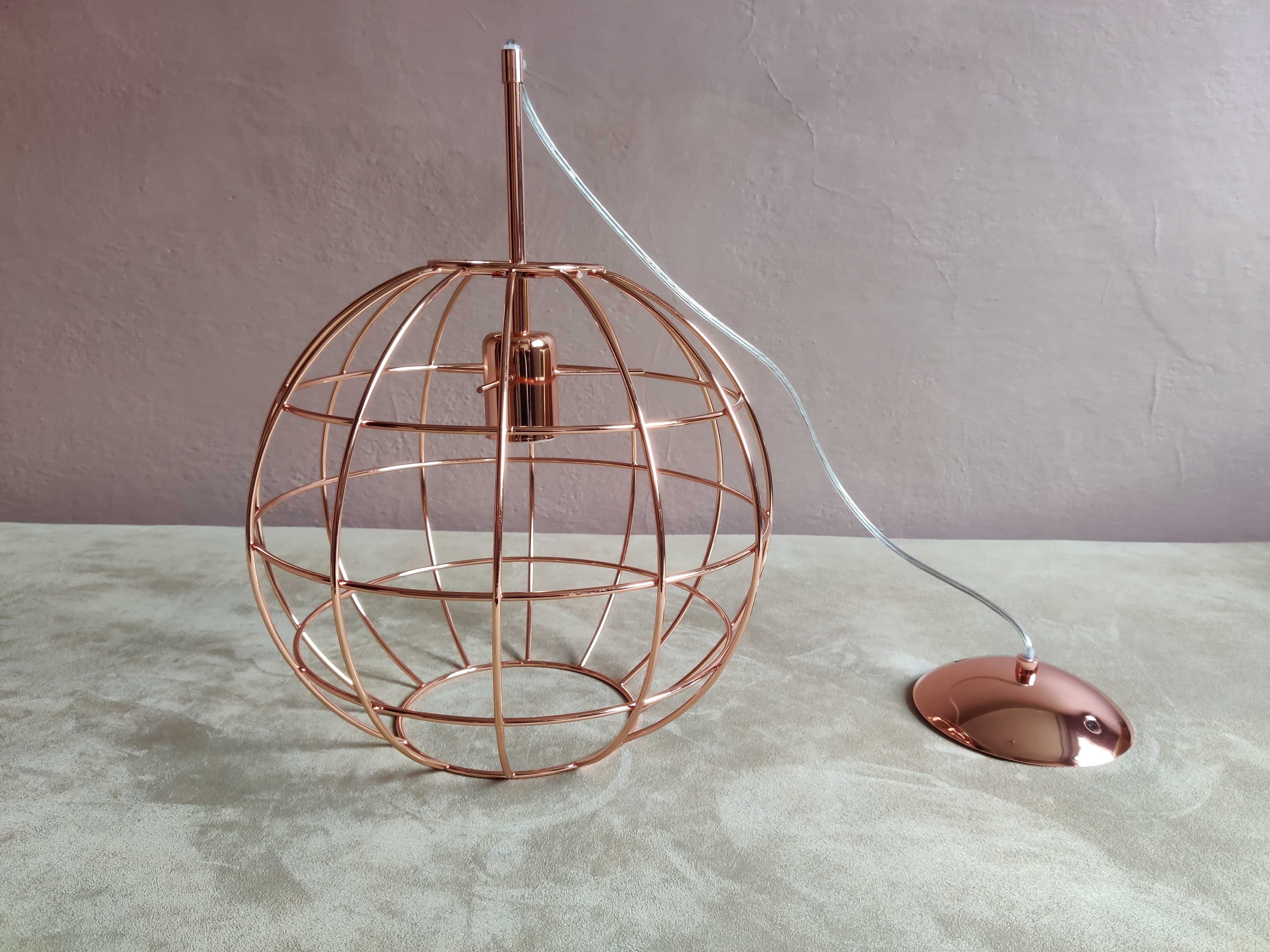Żyrandol jedynka, lampa jedynka - miedziana