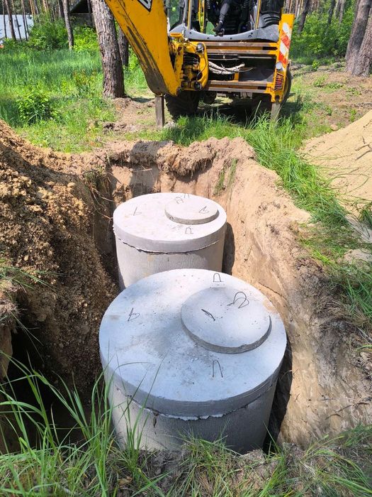 Каналізація, септик, вигрібна яма,траншеї|Бетонные кольца, канализация