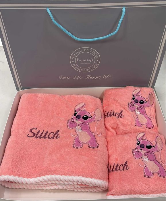 Conjunto de 3 Toalhas - Stitch, Angel e HelloKitty