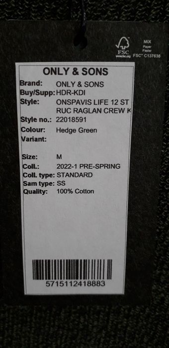 Pullover Only & Sons com etiqueta