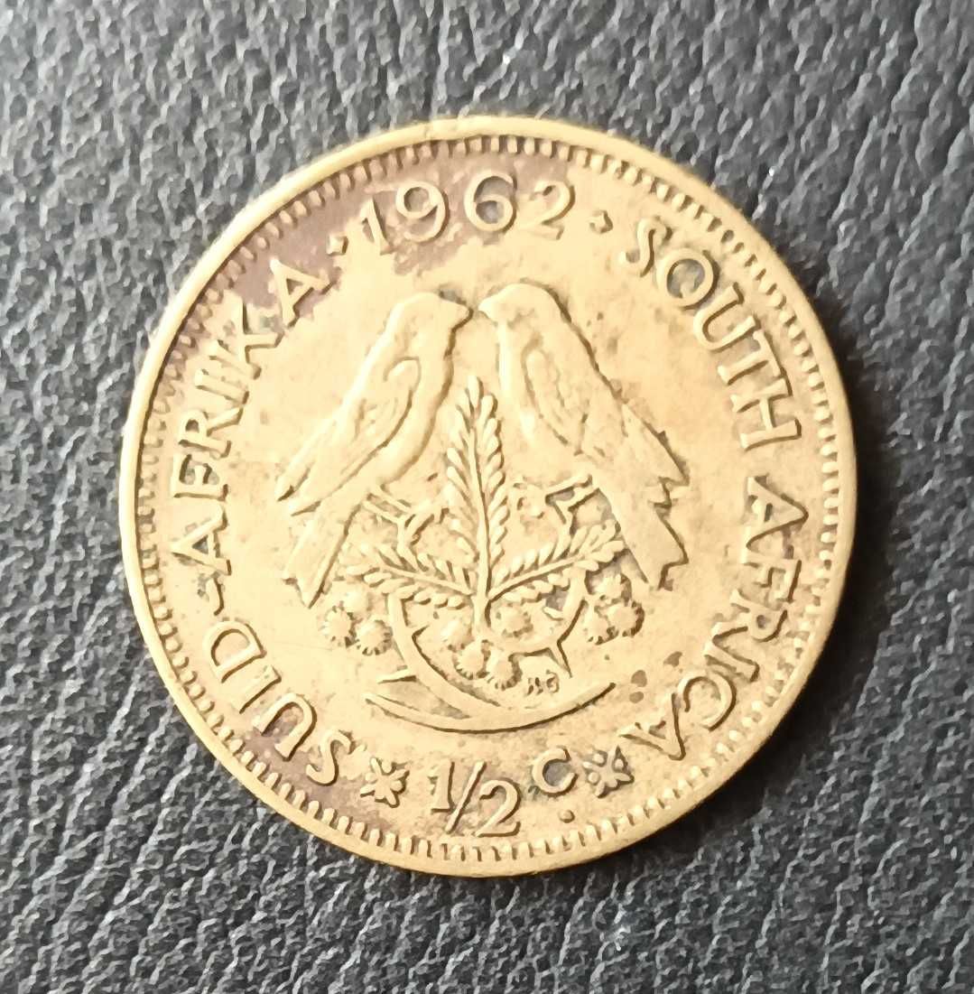 Moedas da África do Sul - 1/2 Cent. 1964 ; 1/2 Cent. 1962