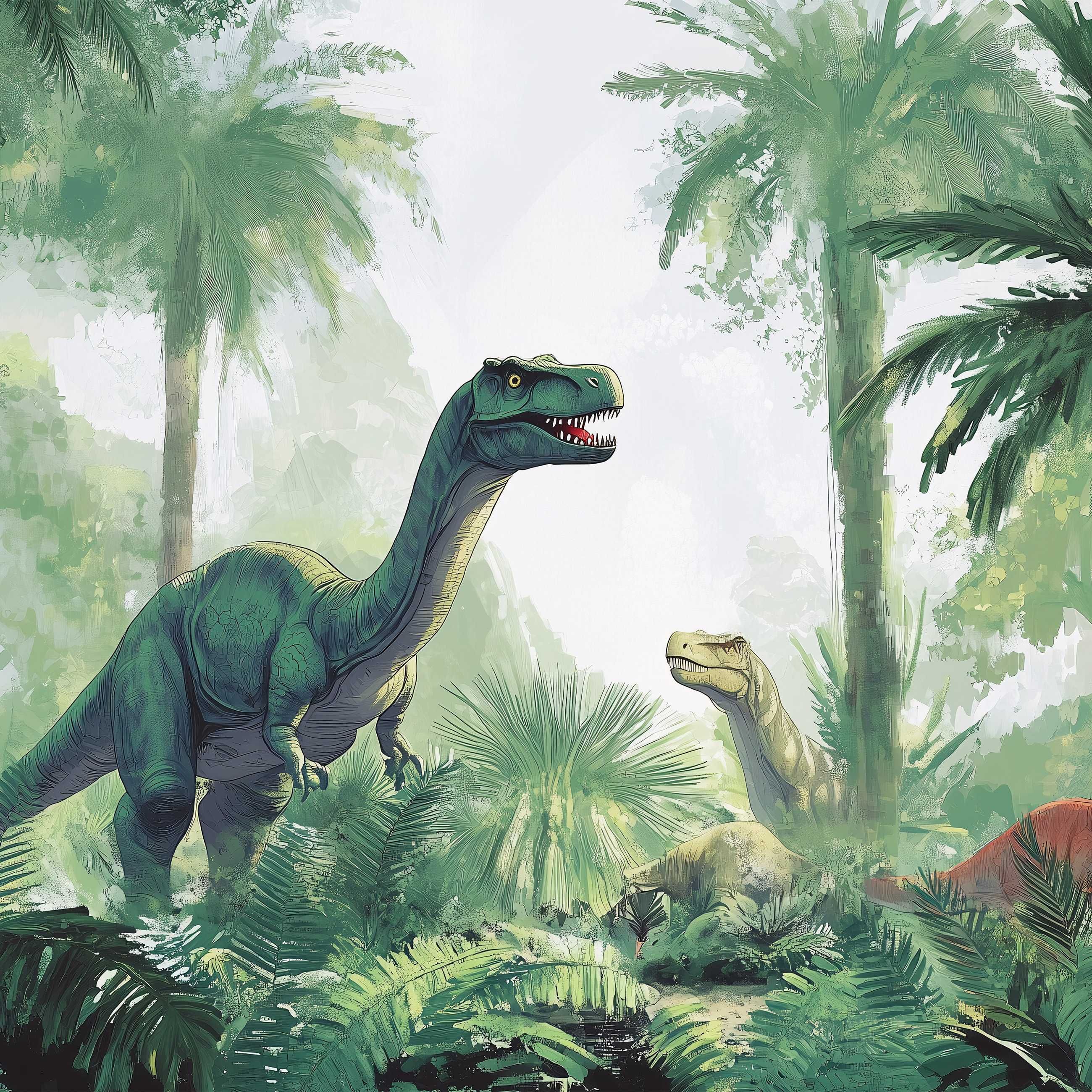 Fototapeta Dla Dzieci Dziecka Dinozaury Zwierzęta Las Zieleń 3D + KLEJ