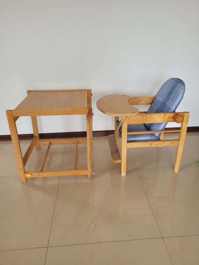 Krzesełko do karmienia drewniane 3 w 1