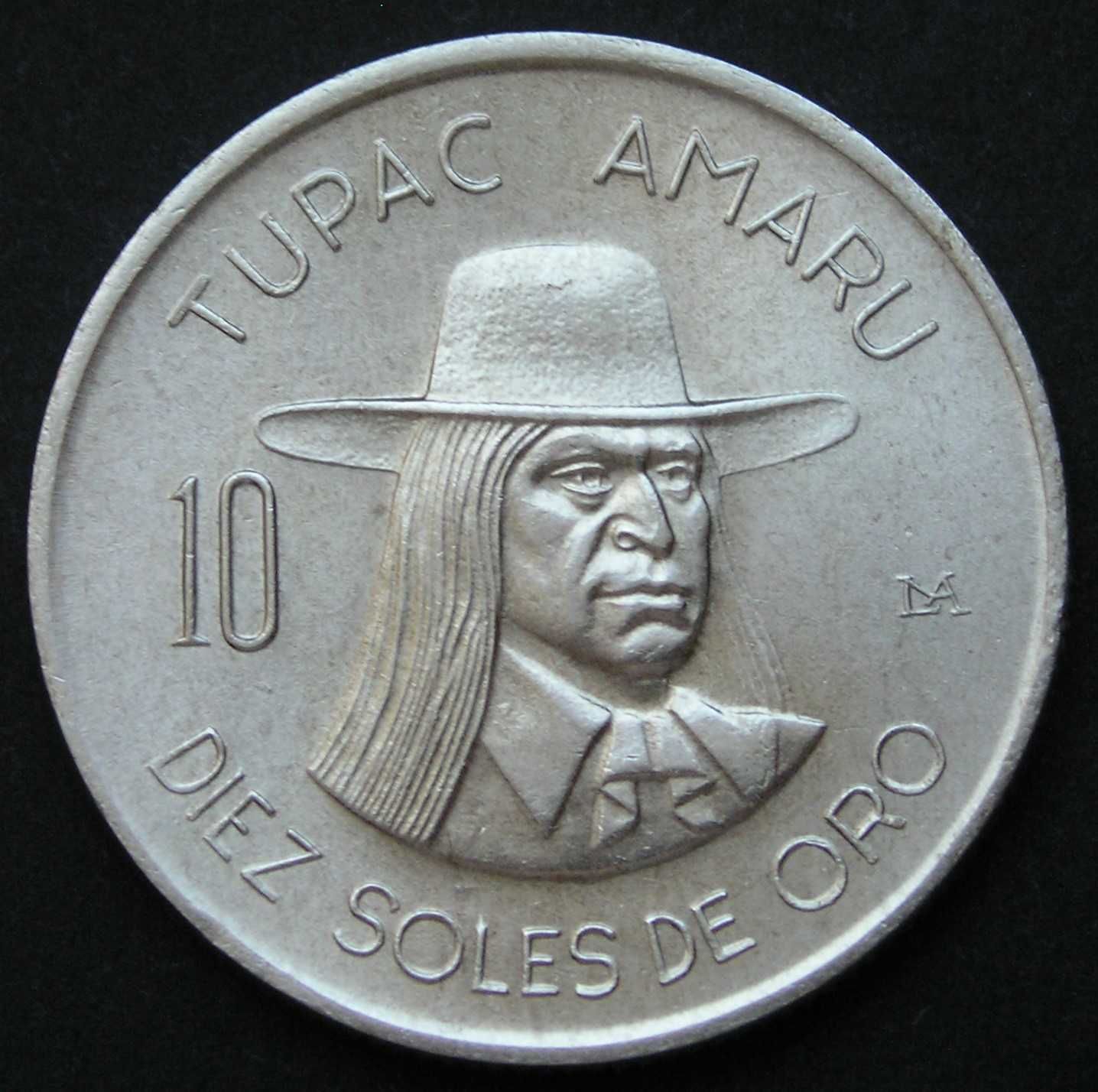 Peru 10 soles 1973 - Tupac Amaru - stan menniczy -