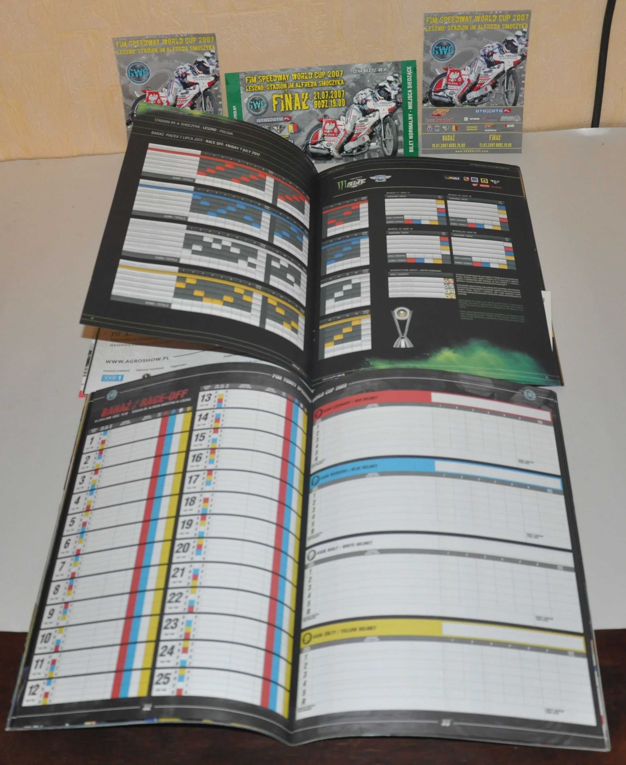 Programy żużlowe DPŚ  SWC 2009 i 2017 bilety 2007 i 2009 i 2017