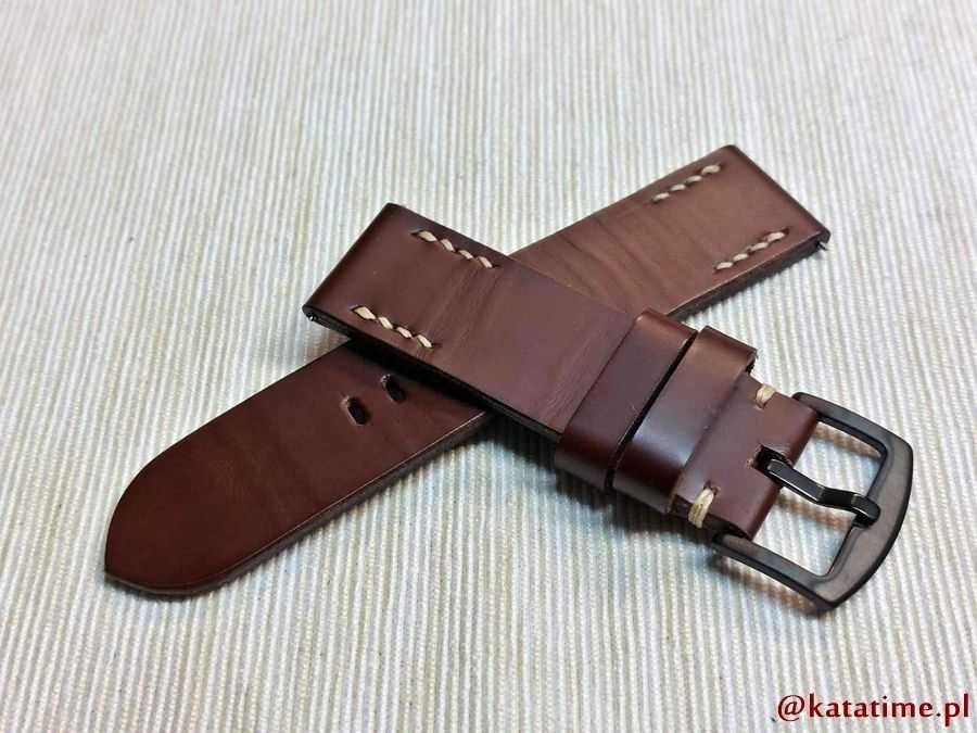 PASEK DO ZEGARKA męskiego do smartwatcha 24 mm brązowy SZYTY RĘCZNIE