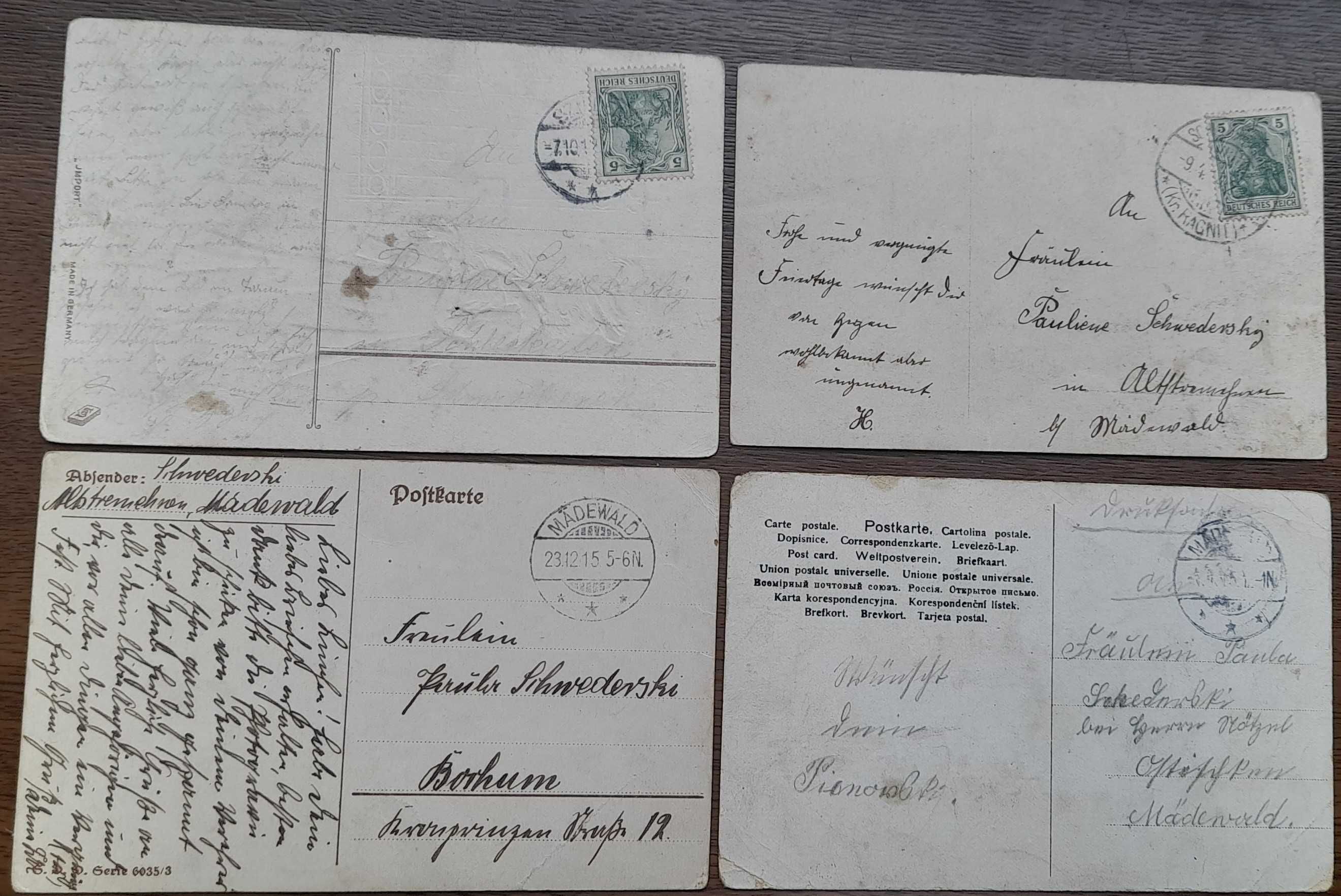 Cztery stare niemieckie pocztówki święta