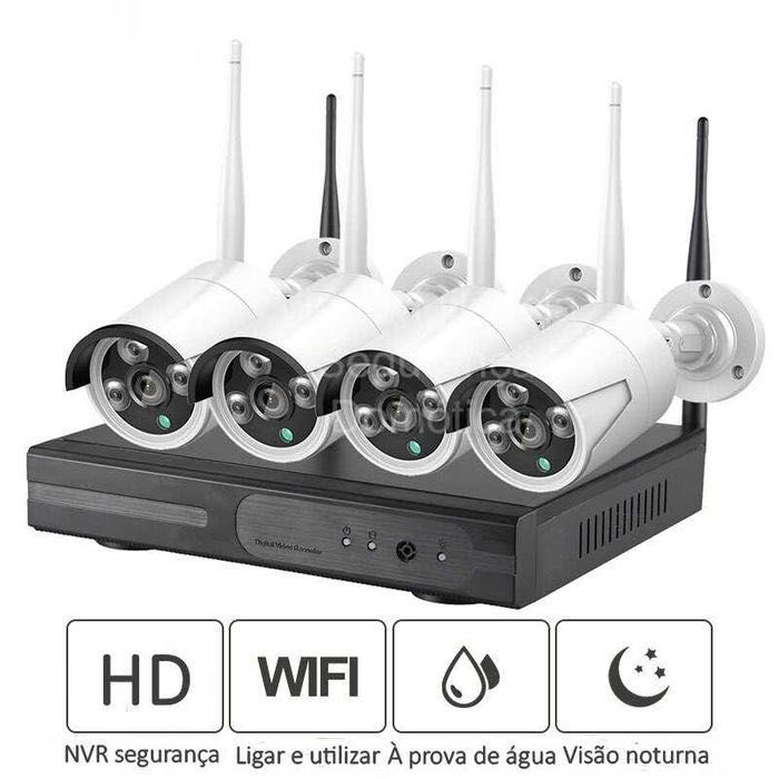 Conjunto 4 câmaras * WiFi * HD * 3MP * CCTV * Com Visão Noturna