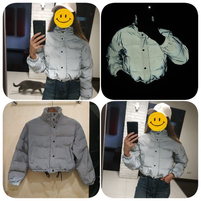 Пуховик рефлективний, куртка, укорочений, пуффер