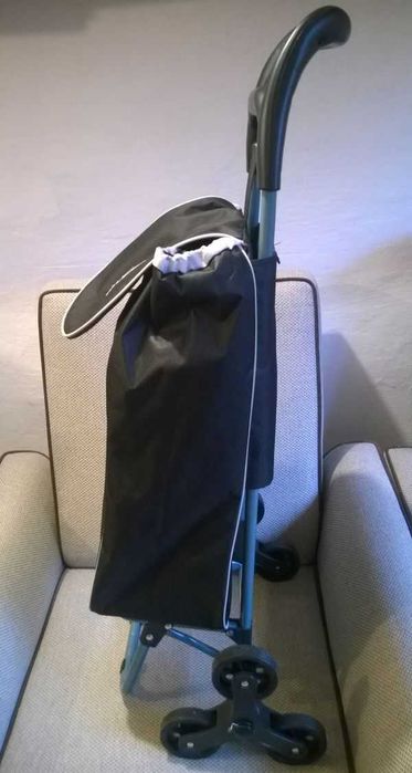 Torba na kółkach potrójnych wózek na zakupy składany solidny czarny