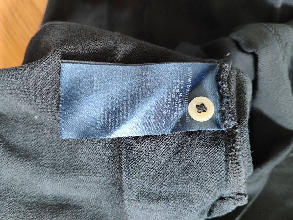 Czarna bluzka długi rękaw polo kołnierzyk męska Thommy Hilfiger S