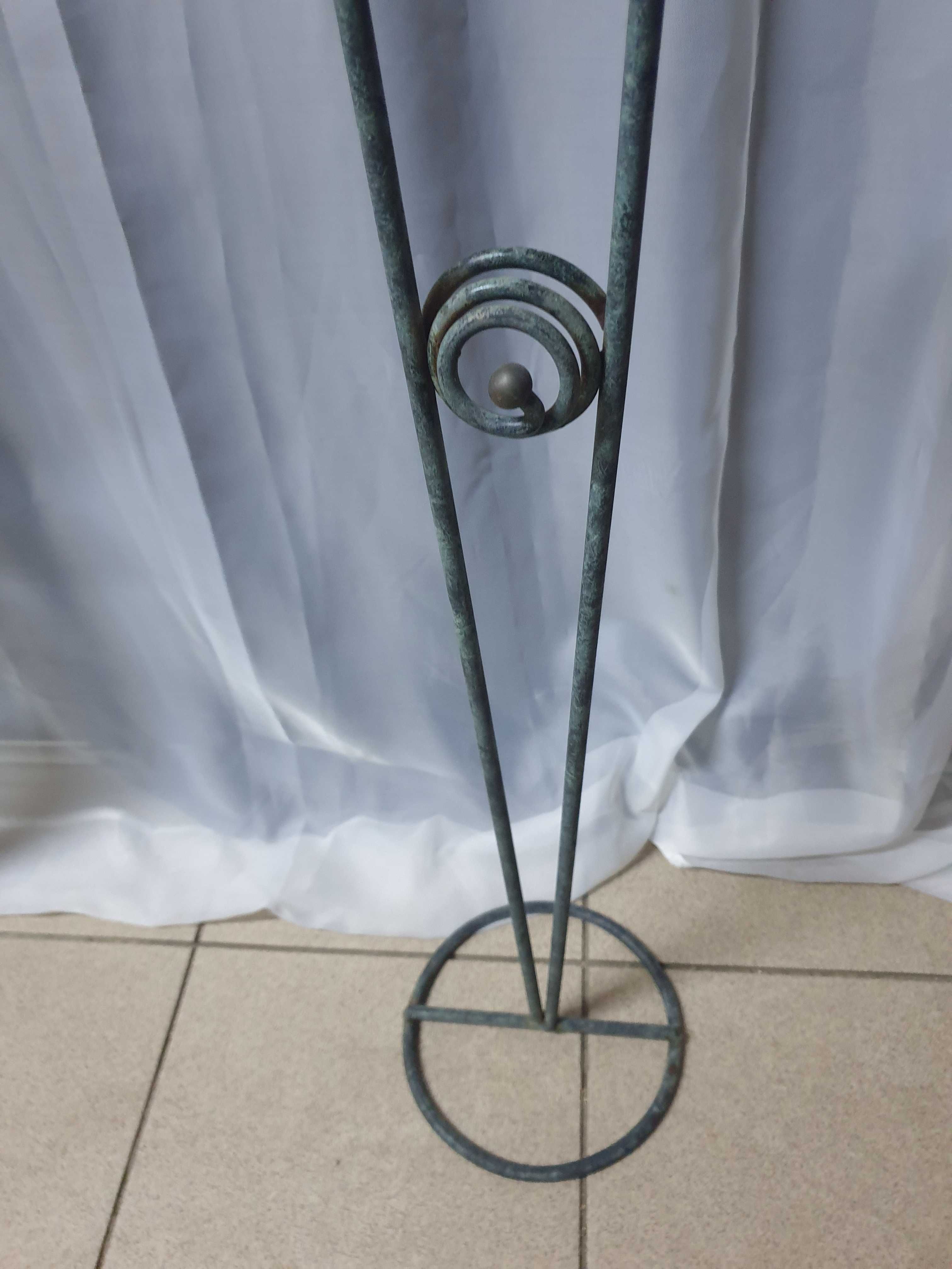 Wysoki Świecznik stojak 78cm swieta na swiece loft mazany srebrny