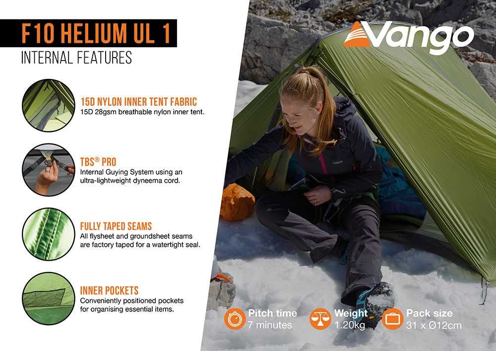 Namiot 1 osobowy Vango F10 Helium UL 1  -- tylko 1,25 kg