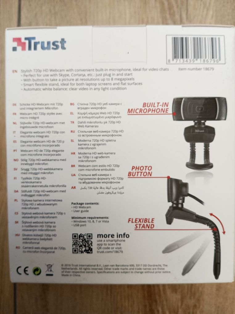 Kamera Internetowa firmy TRUST z wbudowanym mikrofonem -NOWA