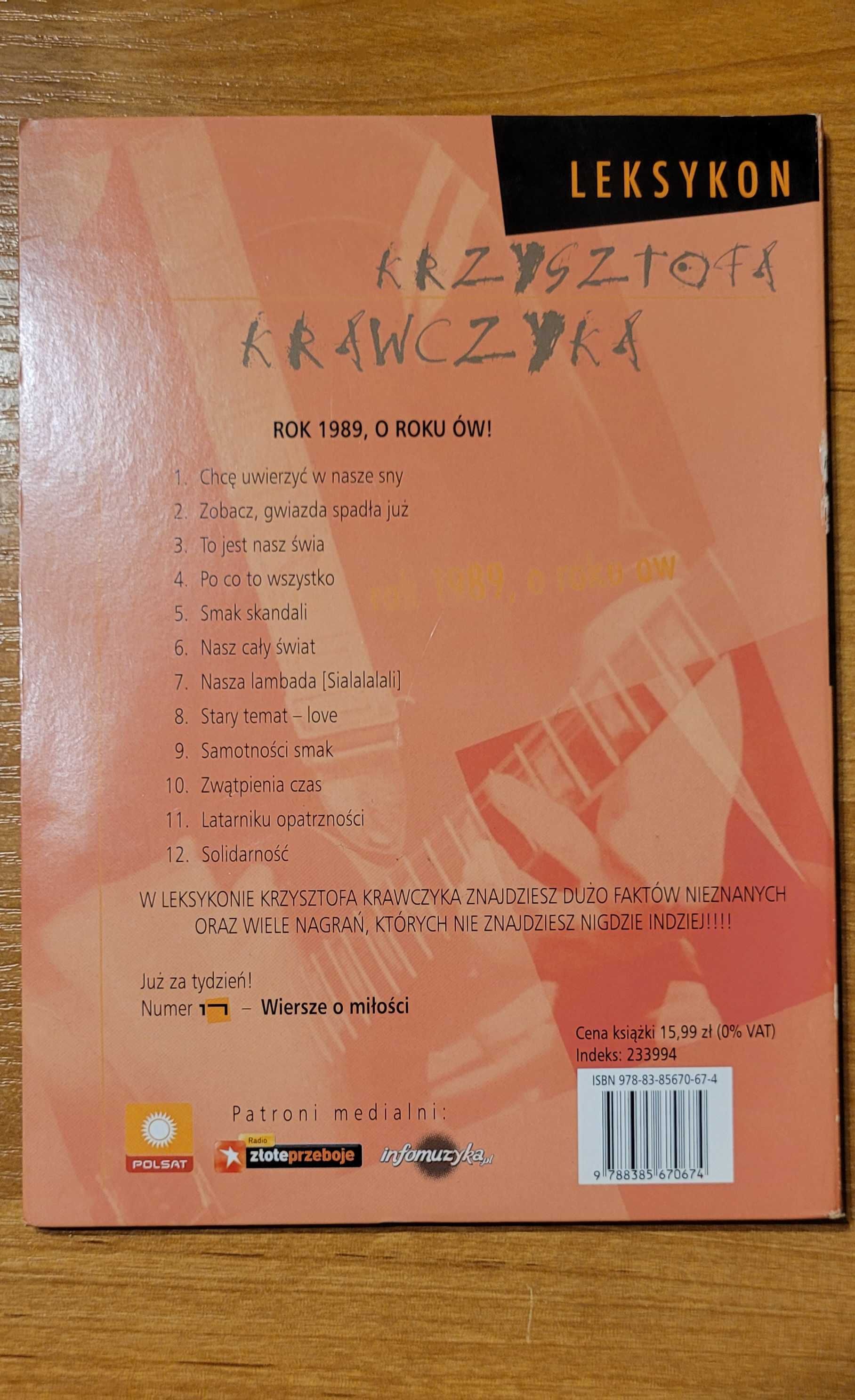Plyta Cd z ksiazka Krzysztofa Krawczyka - Rok 1989, o roku ow!