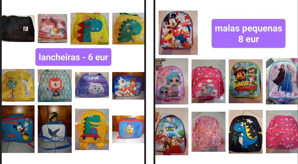 Lancheiras e mochilas novas