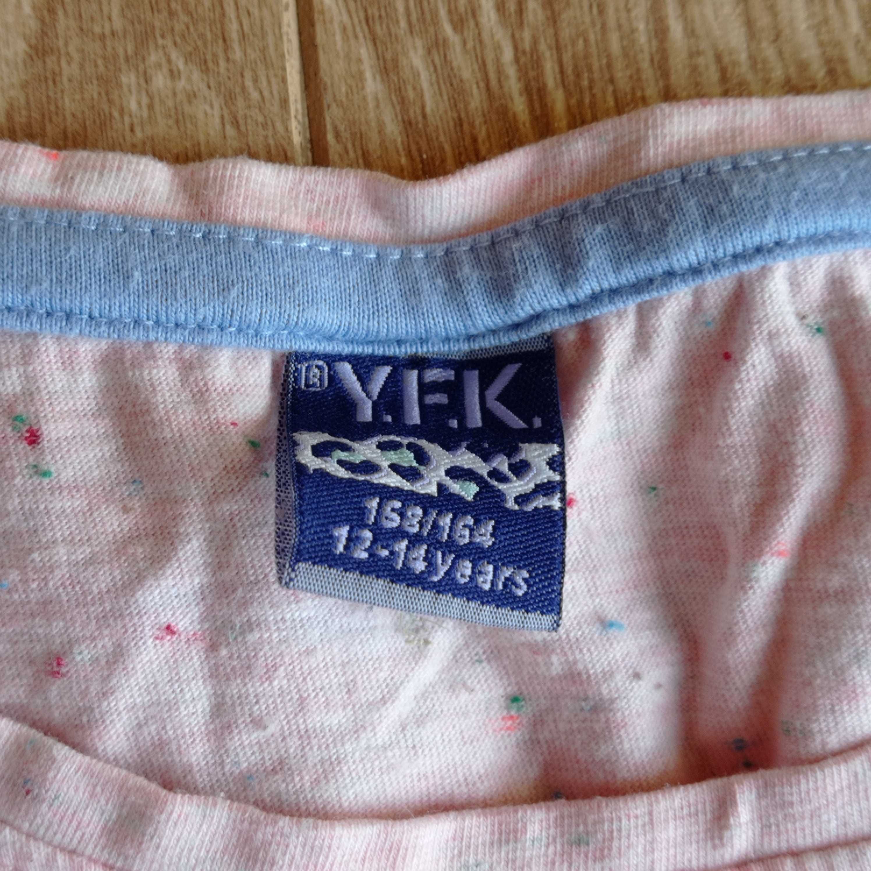 Y.F.K. różowa koszulka bluzka t-shirt Meow cekiny 158-164cm 12-14 lat