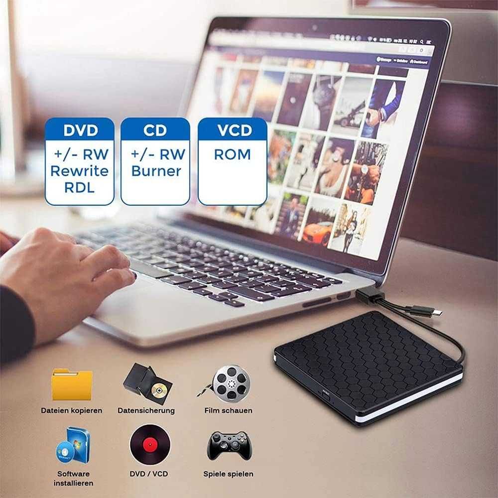 Zewnętrzny napęd DVD USB 3.0 Usb C, przenośny nagrywarka CD DVD 305