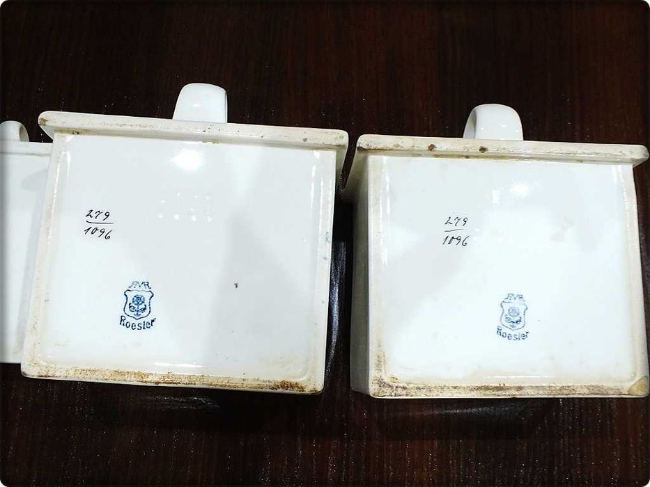 Zestaw Stare pojemniki kuchenne porcelana Roesler na przyprawy z PRL