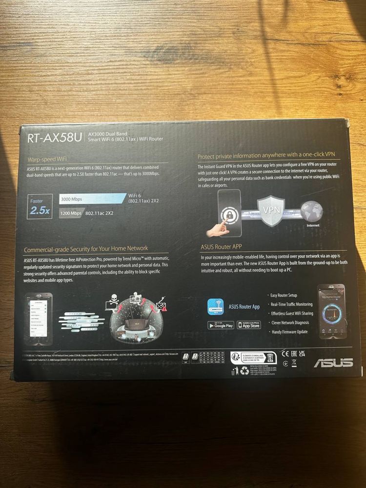 Router ASUS RT-AX58U AX3000 (WiFi 6, Dual Band) – Nowy