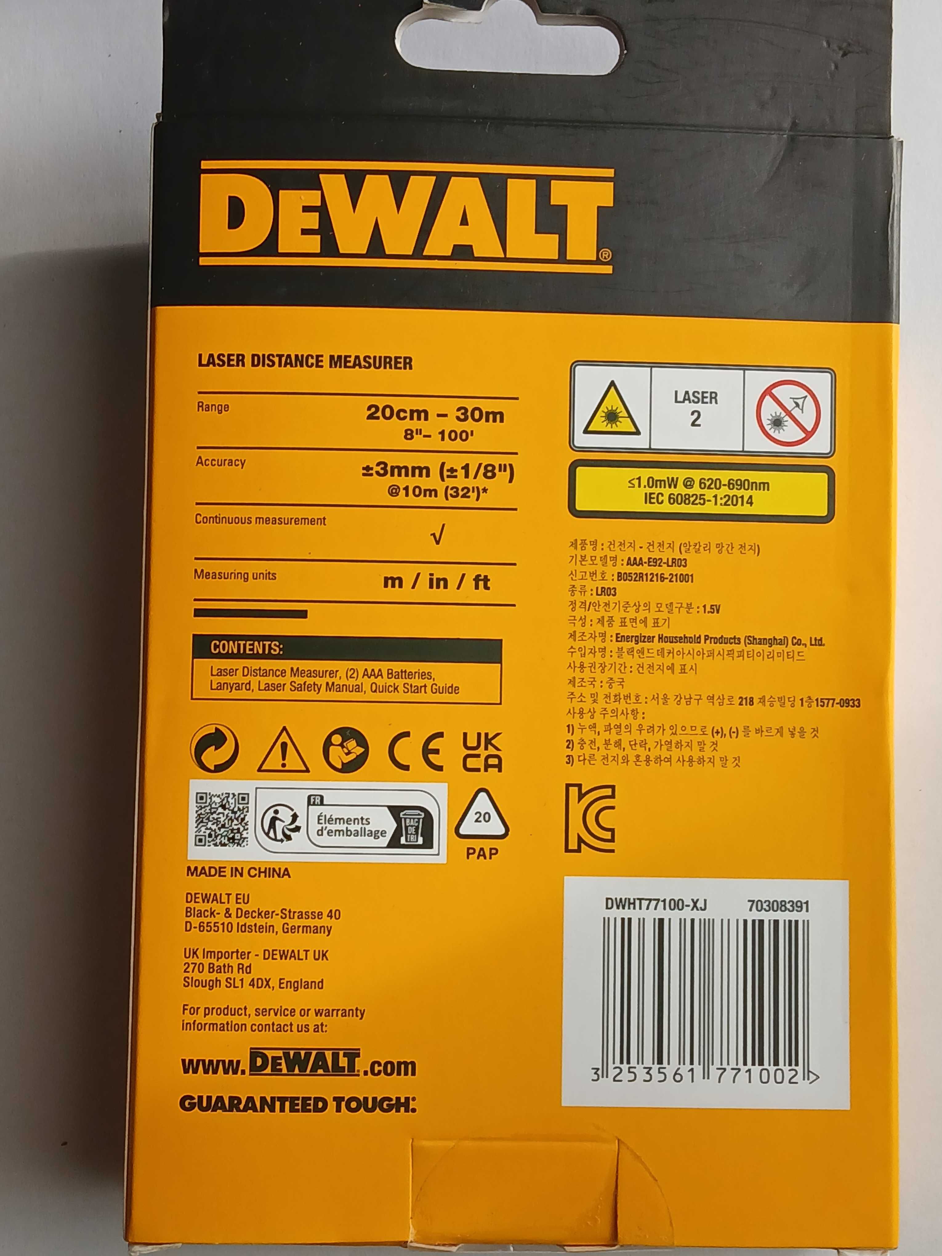 Dalmierz laserowy DeWALT DWHT77100 - XJ*nowy*oryginalna