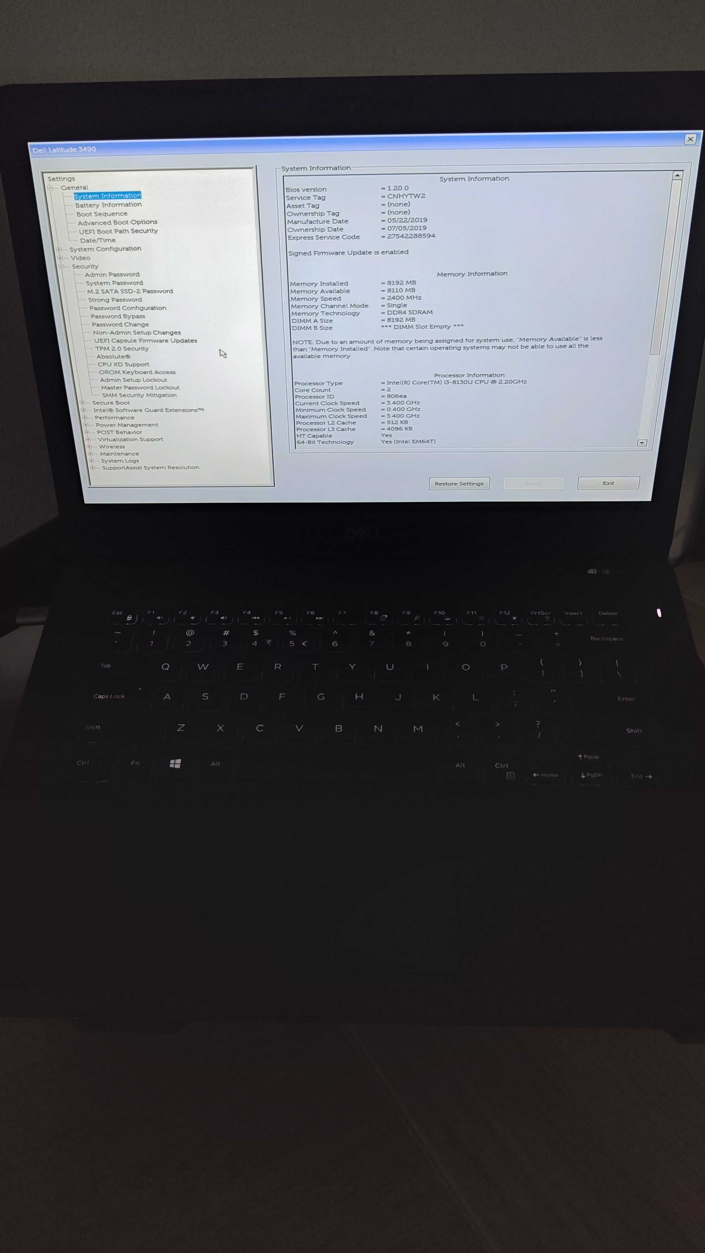 Dell latitude 3490 8GB Ram