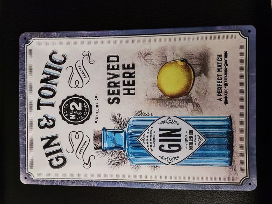 Placa metal Coca-Cola, Bacardi, Gin Tonic - Estilo Vintage