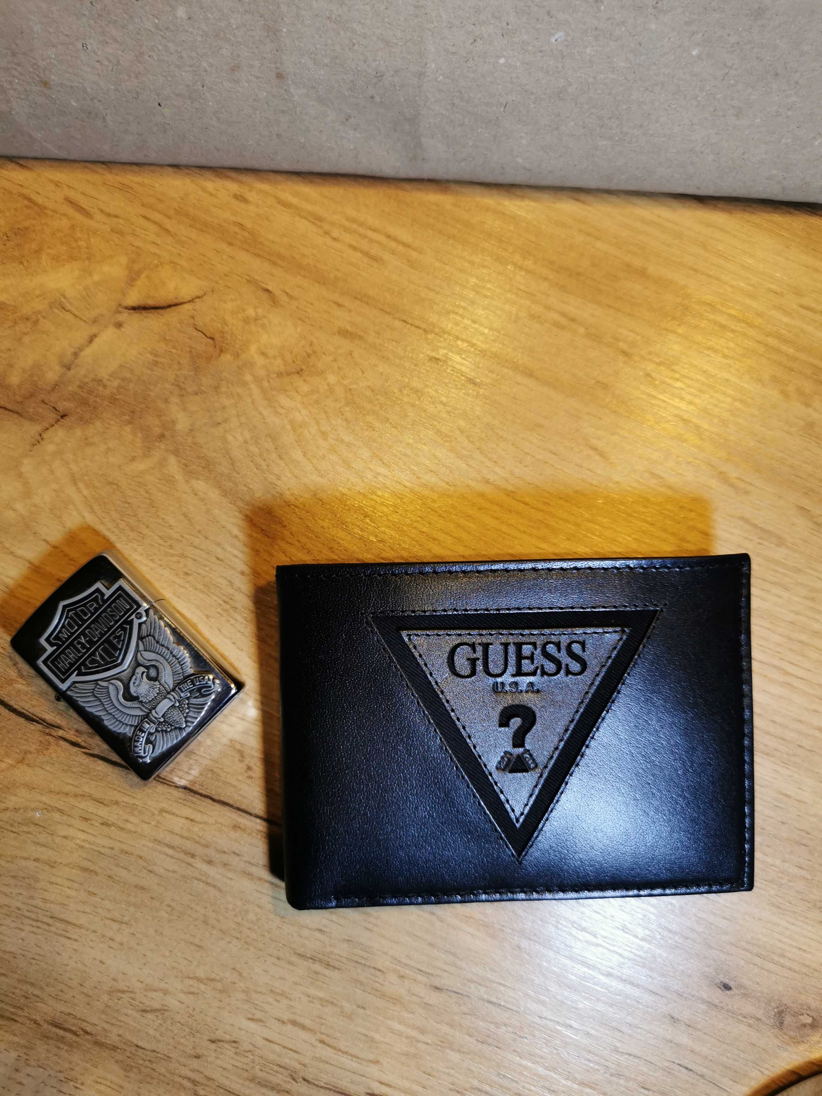 Портмоне мужское "GUESS", натуральная кожа, чёрное, новое, оригинал