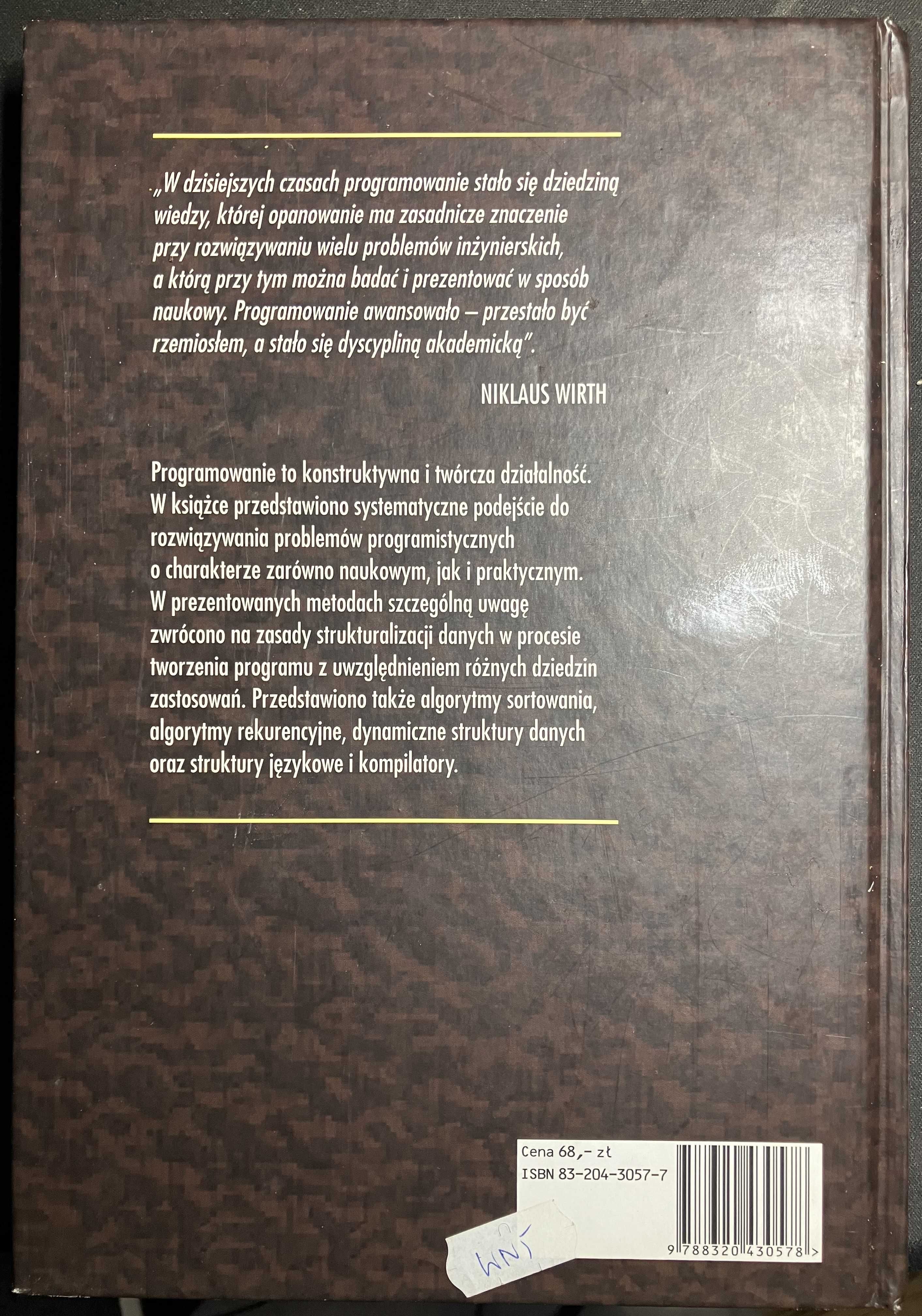 Algorytmy + struktury danych = programy Niklaus Wirth WNT 2004