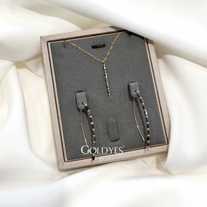 złoty komplet kolczyki + naszyjnik z łańcuszkiem próby złota 585