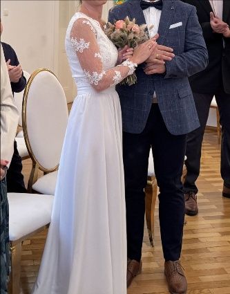 Sukienka ślubna ecru 36, S