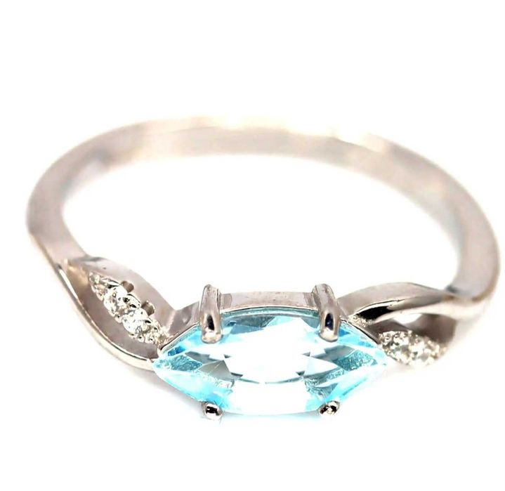 Pierscionek srebrny 925 Naturalny Topaz i Cyrkonie r14