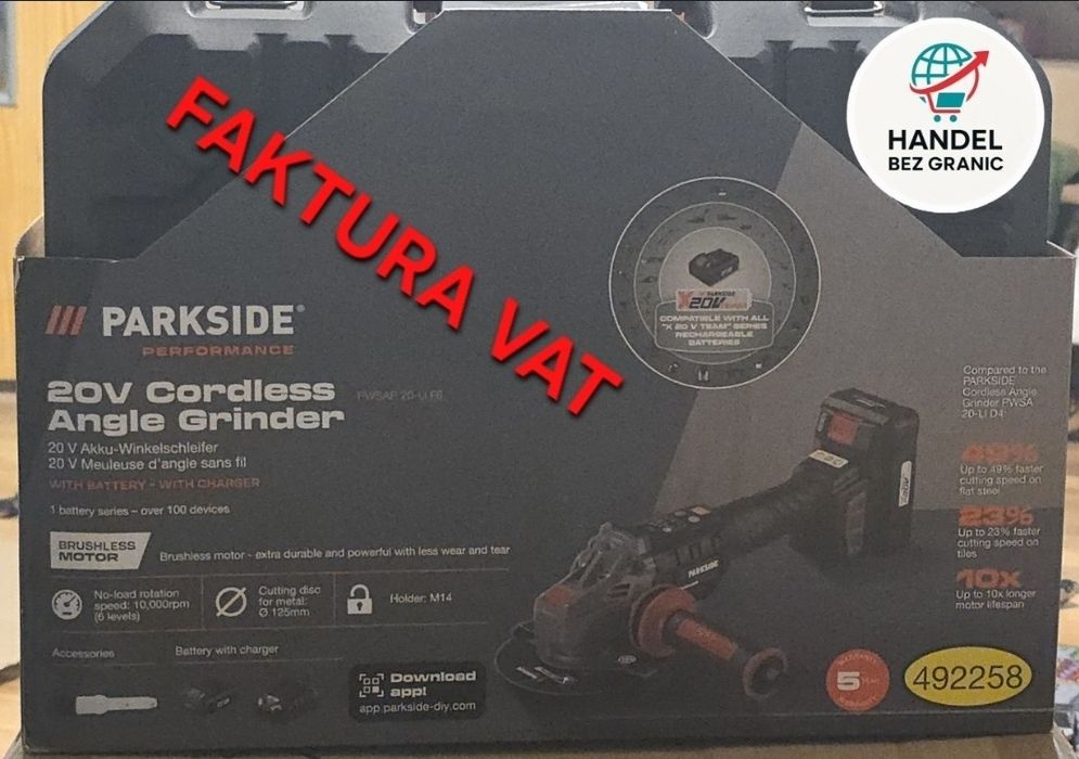 Parkside Szlifierka kątowa + Wiertarko-wkrętarka akumulatorowa