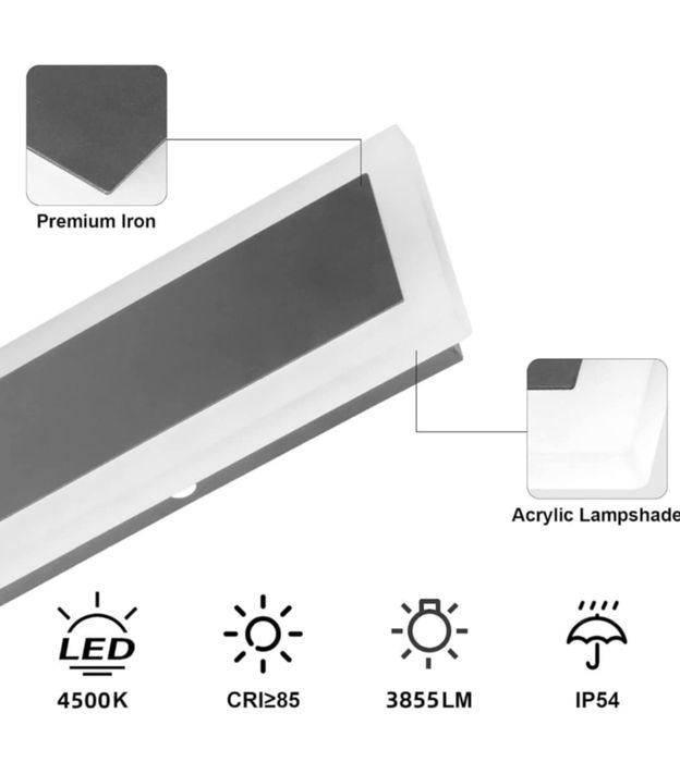 Klighten Zewnętrzna lampa ścienna do wnętrz 150CM/45W
Lampa działa jes