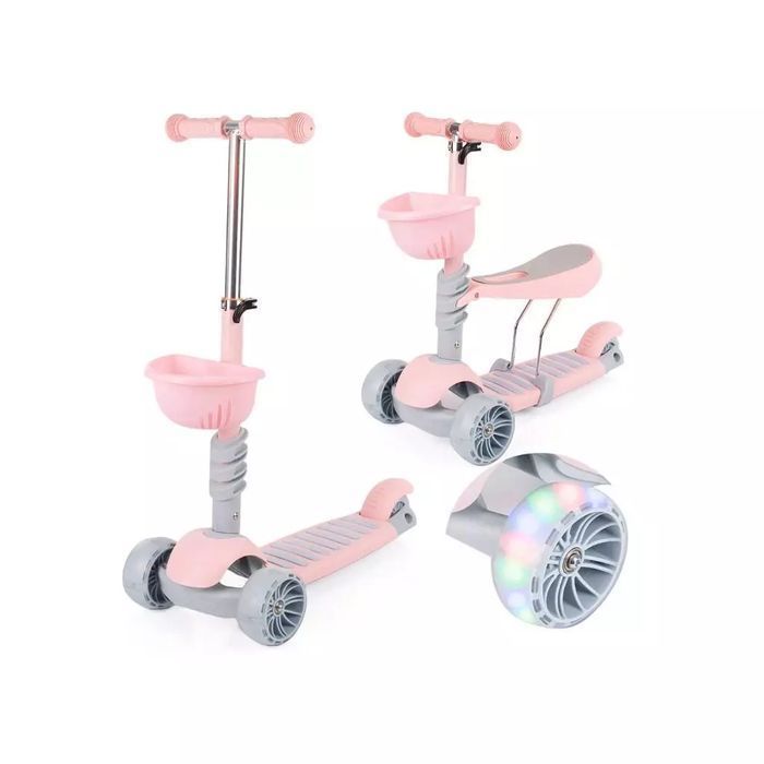 Hulajnoga z siodełkiem 2w1 trójkołowa led. Lena