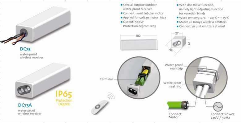Приемник и пульт для мотора ролет, маркиз, штор DOOYA DC73A