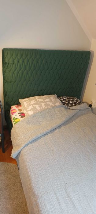 Łóżko tapicerowane pojedyncze 90x200 butelkowa zieleń