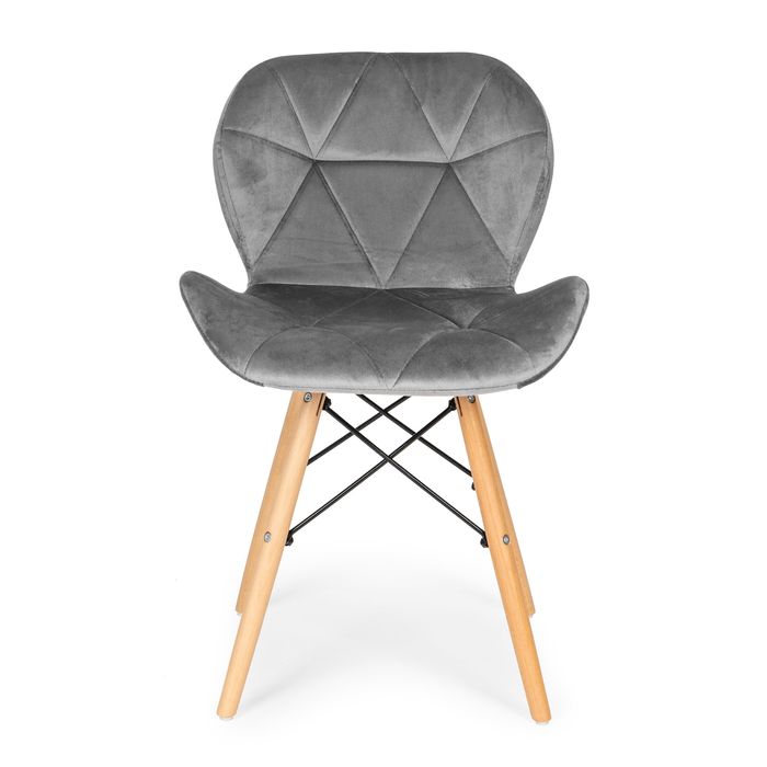 komplet 4 krzeseł welurowych do jadalni i salonu szare modernhome