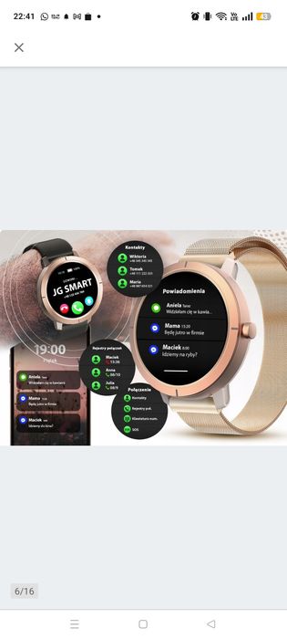 Smartwatch Damski wodoodporny zegarek menu pl