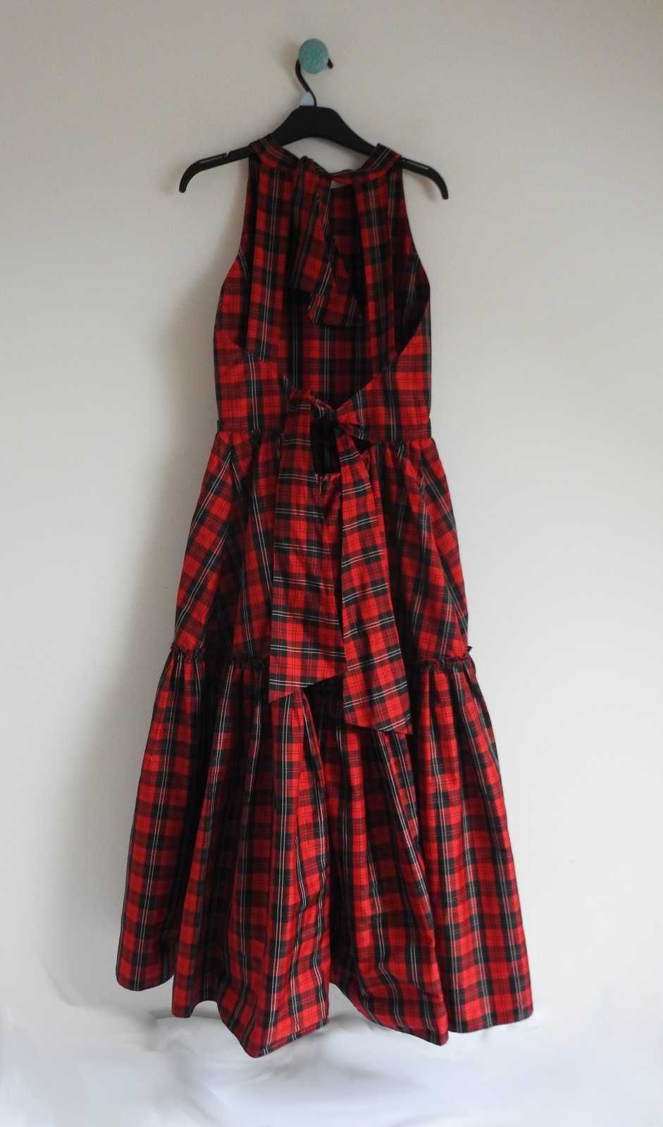 Ralph Lauren elegancka długa suknia w kratkę long maxi sukienka RL
