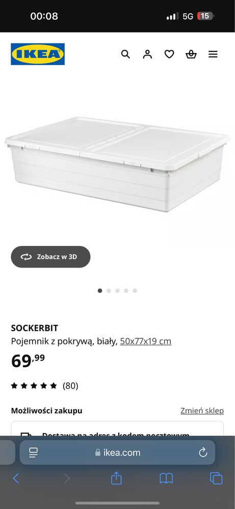 Pojemniki ikea pod łóżko sockerbit białe na zabawki