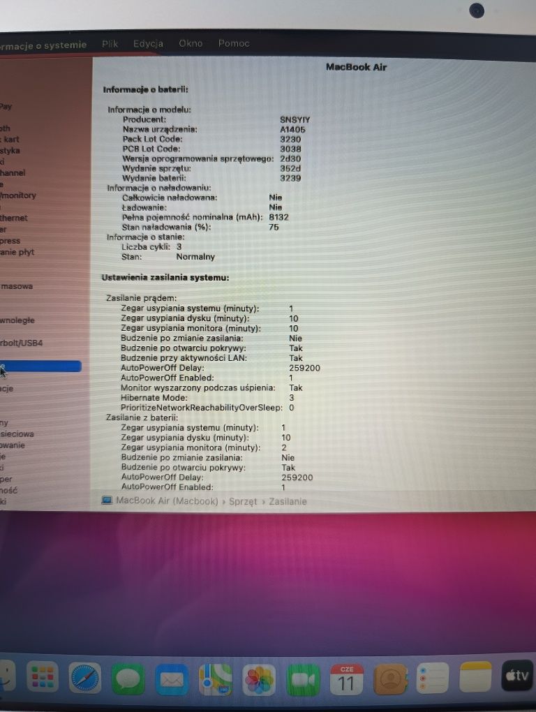 MacBook Air A1466 4GB 128GB SSD super stan, nowa bateria, Okazja!