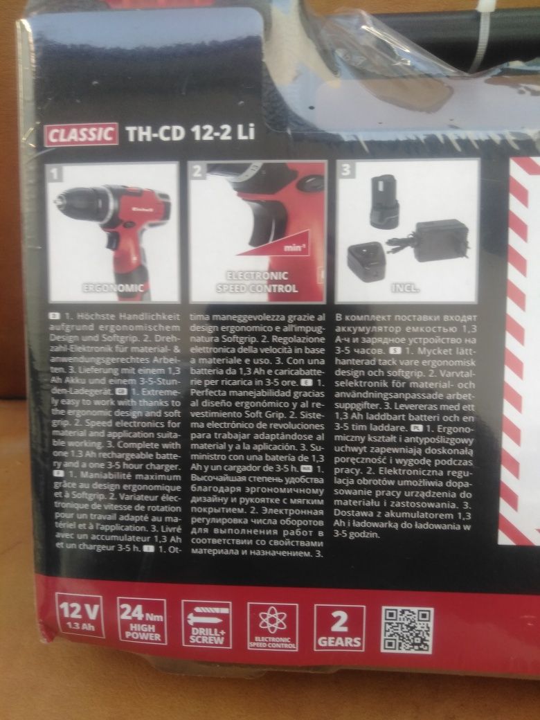 Berbequim/Aparafusadora marca EINHELL,modelo CLASSIC TH-CD 12-2Li,NOVO