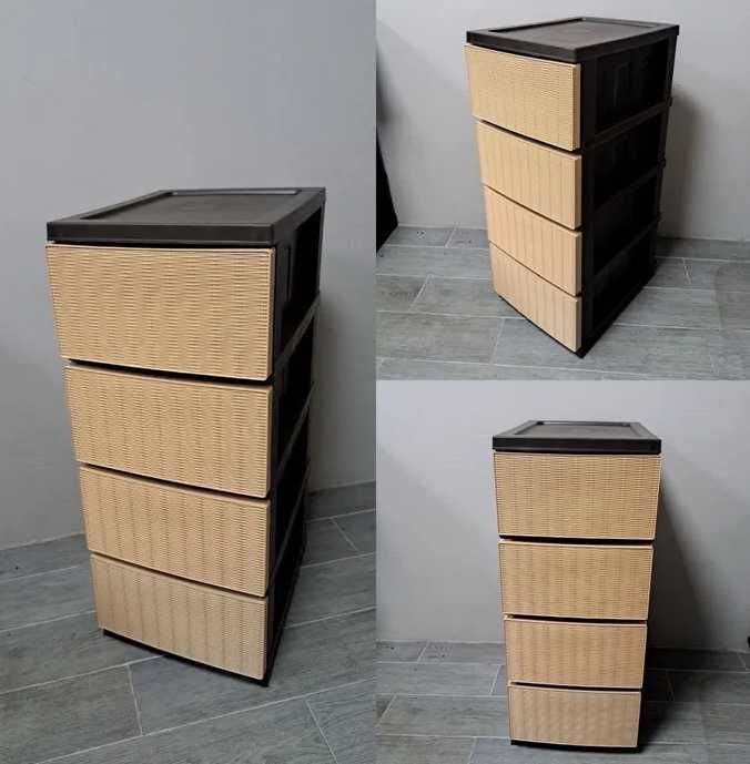 Комод пластиковий Ротанг 4 яруси 86.5х44.5х34.5 см R-Plastic