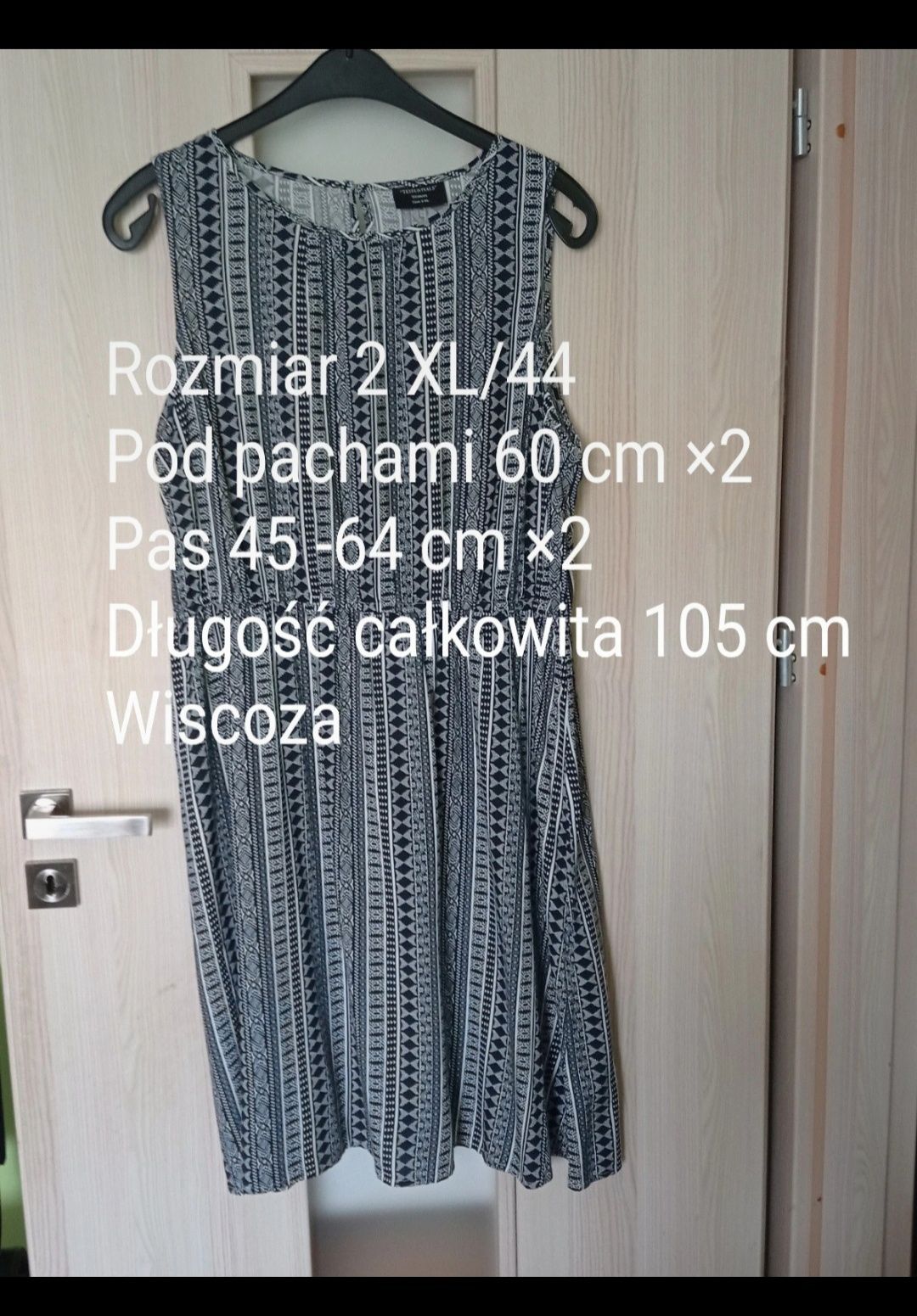 Sukienka damska letnia wiscoza rozmiar 2 XL 44 stan bardzo dobry